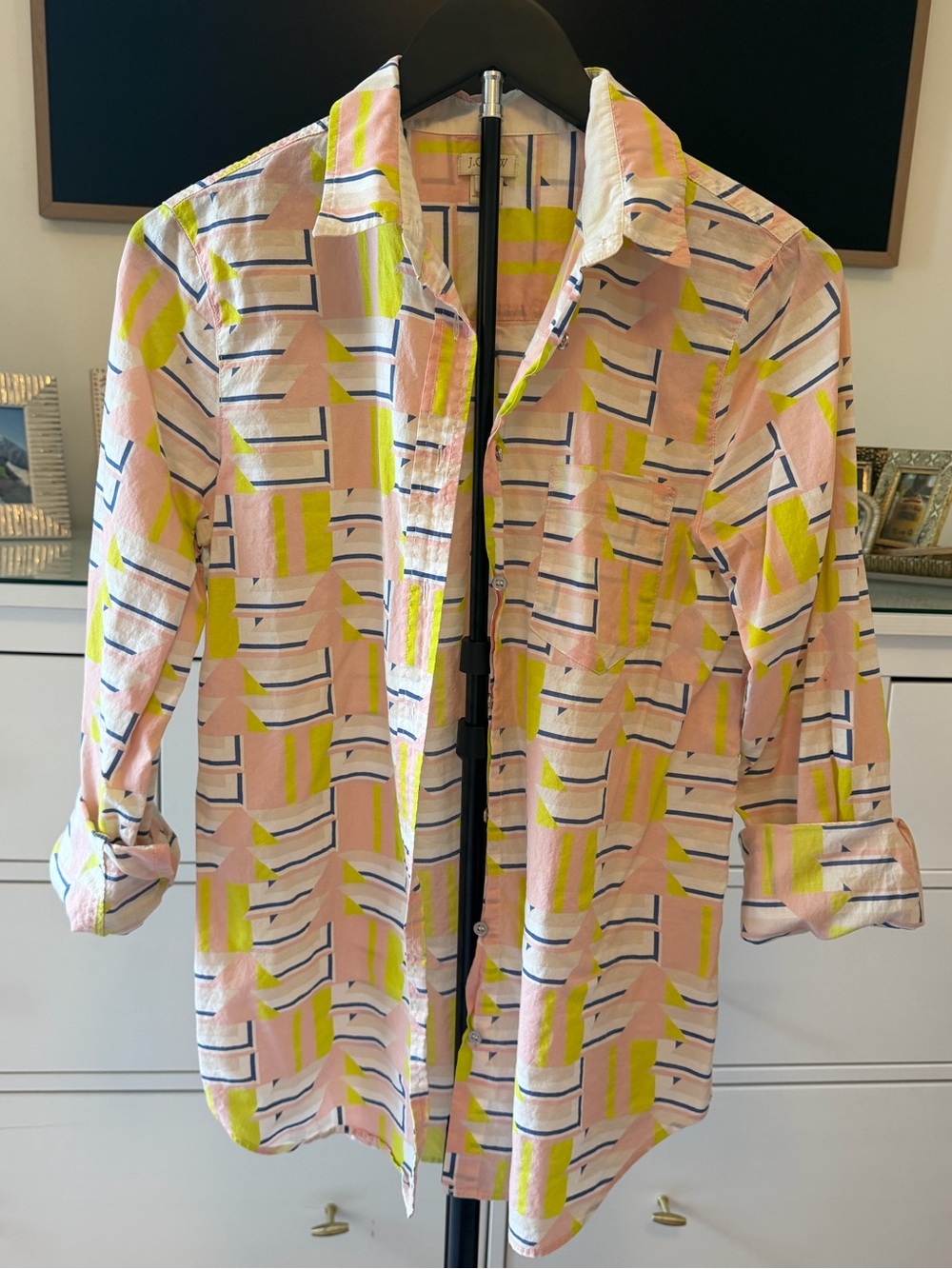 J. Crew Pink, Yellow & Blue Printed Top - S